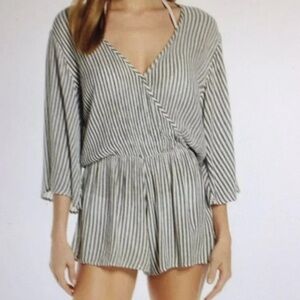 Elan Stripe Swim Cover Up Romper